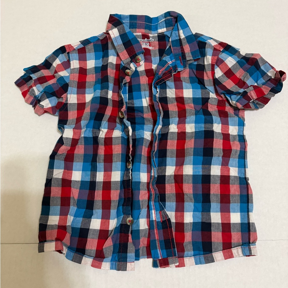 Garanimals Plaid Short-Sleeve Button-Down Shirt - Red, Blue & White